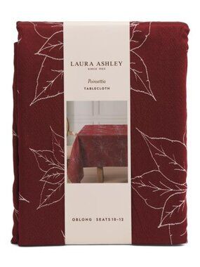 LAURA ASHLEY Embroidered Poinsettia Tablecloth
